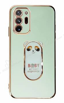 Eiroo Samsung Galaxy Note 20 Ultra Baby Panda Standlı Yeşil Silikon Kılıf - 1