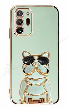 Eiroo Samsung Galaxy Note 20 Ultra Bulldog Standlı Yeşil Silikon Kılıf - 1