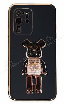 Eiroo Samsung Galaxy Note 20 Ultra Candy Bear Standlı Siyah Silikon Kılıf - 1