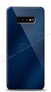 Eiroo Samsung Galaxy S10 Silikon Kenarlı Aynalı Lacivert Kılıf - 1