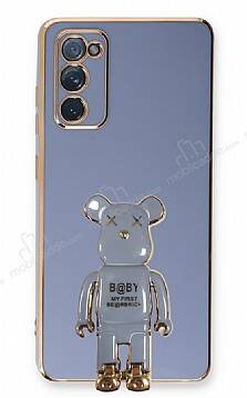 Eiroo Samsung Galaxy S20 FE Baby Bear Standlı Mavi Silikon Kılıf - 1