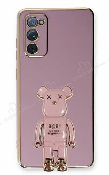 Eiroo Samsung Galaxy S20 FE Baby Bear Standlı Mor Silikon Kılıf - 1