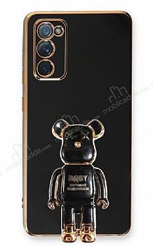 Eiroo Samsung Galaxy S20 FE Baby Bear Standlı Siyah Silikon Kılıf - 1