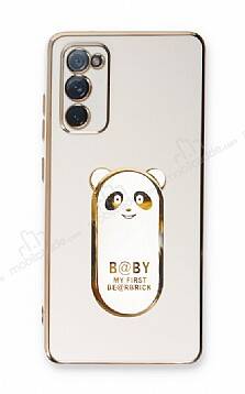 Eiroo Samsung Galaxy S20 FE Baby Panda Standlı Beyaz Silikon Kılıf - 1