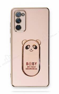 Eiroo Samsung Galaxy S20 FE Baby Panda Standlı Pembe Silikon Kılıf - 1