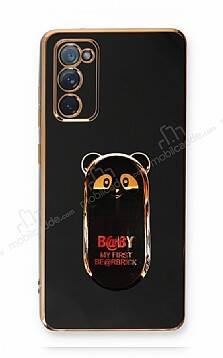 Eiroo Samsung Galaxy S20 FE Baby Panda Standlı Siyah Silikon Kılıf - 1