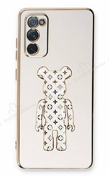 Eiroo Samsung Galaxy S20 FE Bearbrick Standlı Beyaz Silikon Kılıf - 1