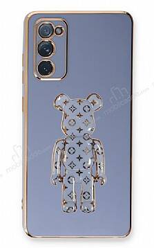 Eiroo Samsung Galaxy S20 FE Bearbrick Standlı Mavi Silikon Kılıf - 1