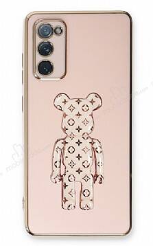 Eiroo Samsung Galaxy S20 FE Bearbrick Standlı Pembe Silikon Kılıf - 1