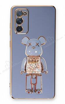 Eiroo Samsung Galaxy S20 FE Candy Bear Standlı Mavi Silikon Kılıf - 1