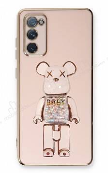 Eiroo Samsung Galaxy S20 FE Candy Bear Standlı Pembe Silikon Kılıf - 1