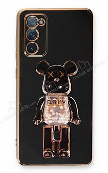 Eiroo Samsung Galaxy S20 FE Candy Bear Standlı Siyah Silikon Kılıf - 1