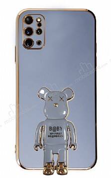 Eiroo Samsung Galaxy S20 Plus Baby Bear Standlı Mavi Silikon Kılıf - 1