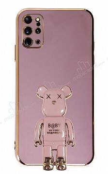 Eiroo Samsung Galaxy S20 Plus Baby Bear Standlı Mor Silikon Kılıf - 1