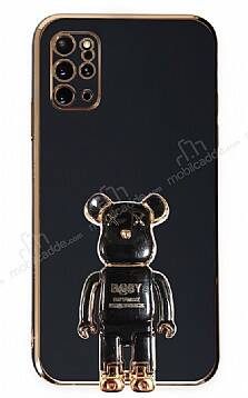 Eiroo Samsung Galaxy S20 Plus Baby Bear Standlı Siyah Silikon Kılıf - 1