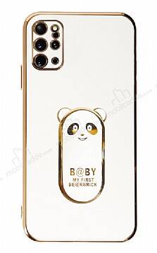 Eiroo Samsung Galaxy S20 Plus Baby Panda Standlı Beyaz Silikon Kılıf - 1