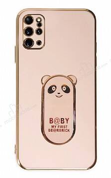 Eiroo Samsung Galaxy S20 Plus Baby Panda Standlı Pembe Silikon Kılıf - 1