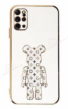 Eiroo Samsung Galaxy S20 Plus Bearbrick Standlı Beyaz Silikon Kılıf - 1