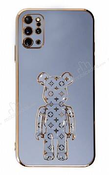 Eiroo Samsung Galaxy S20 Plus Bearbrick Standlı Mavi Silikon Kılıf - 1