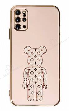 Eiroo Samsung Galaxy S20 Plus Bearbrick Standlı Pembe Silikon Kılıf - 1