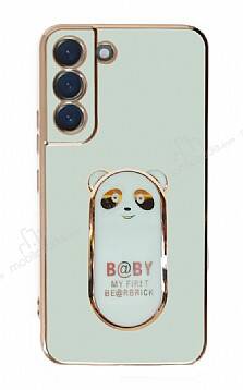 Eiroo Samsung Galaxy S21 FE 5G Baby Panda Standlı Yeşil Silikon Kılıf - 1