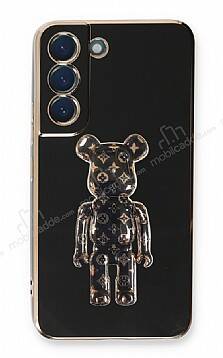 Eiroo Samsung Galaxy S21 FE 5G Bearbrick Standlı Siyah Silikon Kılıf - 1