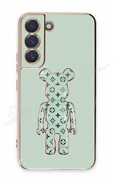 Eiroo Samsung Galaxy S21 FE 5G Bearbrick Standlı Yeşil Silikon Kılıf - 1