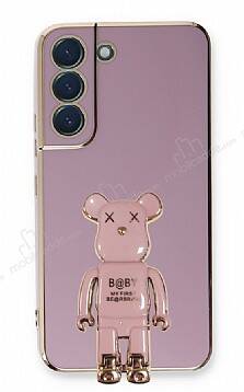 Eiroo Samsung Galaxy S21 FE Baby Bear Standlı Mor Silikon Kılıf - 1