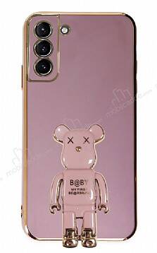 Eiroo Samsung Galaxy S21 Plus Baby Bear Standlı Mor Silikon Kılıf - 1