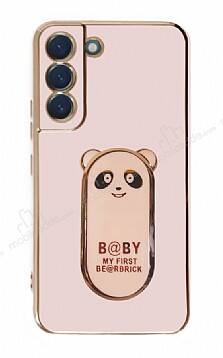 Eiroo Samsung Galaxy S21 Plus Baby Panda Standlı Pembe Silikon Kılıf - 1