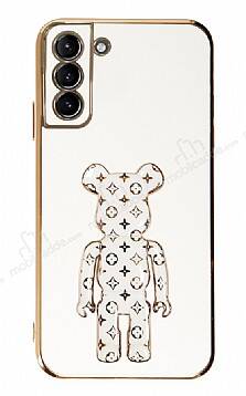 Eiroo Samsung Galaxy S21 Plus Bearbrick Standlı Beyaz Silikon Kılıf - 1