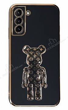 Eiroo Samsung Galaxy S21 Plus Bearbrick Standlı Siyah Silikon Kılıf - 1