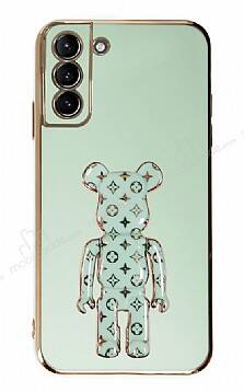 Eiroo Samsung Galaxy S21 Plus Bearbrick Standlı Yeşil Silikon Kılıf - 1