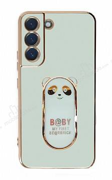 Eiroo Samsung Galaxy S22 5G Baby Panda Standlı Yeşil Silikon Kılıf - 1