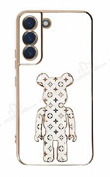 Eiroo Samsung Galaxy S22 5G Bearbrick Standlı Beyaz Silikon Kılıf - 1