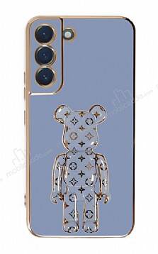 Eiroo Samsung Galaxy S22 5G Bearbrick Standlı Mavi Silikon Kılıf - 1