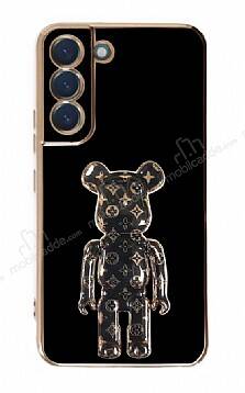 Eiroo Samsung Galaxy S22 5G Bearbrick Standlı Siyah Silikon Kılıf - 1