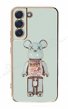 Eiroo Samsung Galaxy S22 5G Candy Bear Standlı Yeşil Silikon Kılıf - 1