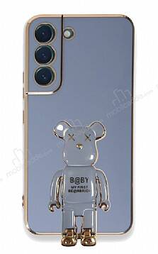 Eiroo Samsung Galaxy S22 Plus 5G Baby Bear Standlı Mavi Silikon Kılıf - 1