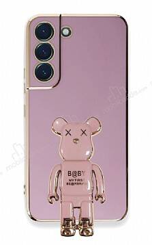 Eiroo Samsung Galaxy S22 Plus 5G Baby Bear Standlı Mor Silikon Kılıf - 1