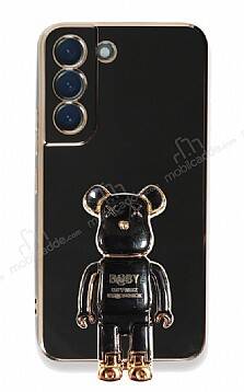 Eiroo Samsung Galaxy S22 Plus 5G Baby Bear Standlı Siyah Silikon Kılıf - 1