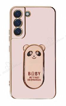 Eiroo Samsung Galaxy S22 Plus 5G Baby Panda Standlı Pembe Silikon Kılıf - 1