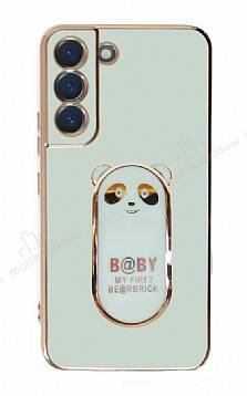 Eiroo Samsung Galaxy S22 Plus 5G Baby Panda Standlı Yeşil Silikon Kılıf - 1