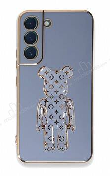 Eiroo Samsung Galaxy S22 Plus 5G Bearbrick Standlı Mavi Silikon Kılıf - 1