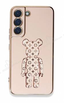 Eiroo Samsung Galaxy S22 Plus 5G Bearbrick Standlı Pembe Silikon Kılıf - 1