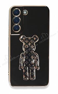 Eiroo Samsung Galaxy S22 Plus 5G Bearbrick Standlı Siyah Silikon Kılıf - 1