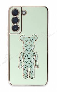 Eiroo Samsung Galaxy S22 Plus 5G Bearbrick Standlı Yeşil Silikon Kılıf - 1