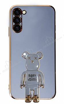 Eiroo Samsung Galaxy S23 Baby Bear Standlı Mavi Silikon Kılıf - 1