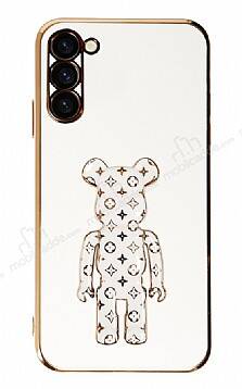 Eiroo Samsung Galaxy S23 Bearbrick Standlı Beyaz Silikon Kılıf - 1