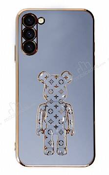 Eiroo Samsung Galaxy S23 Bearbrick Standlı Mavi Silikon Kılıf - 1